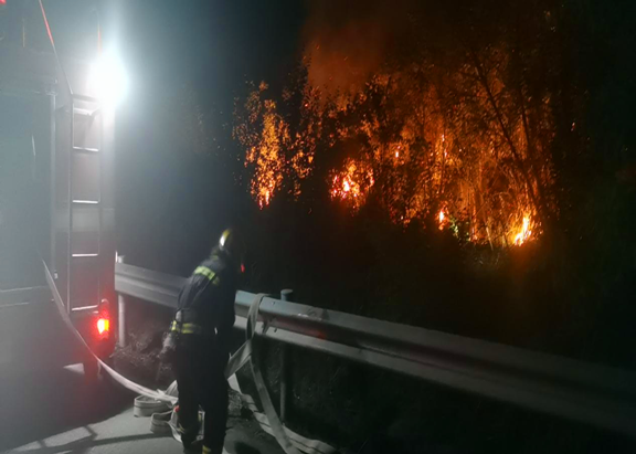 焚烧秸秆引火灾 奋力扑救保安全——广南高速路产管护队员及时处置火灾事故1.png